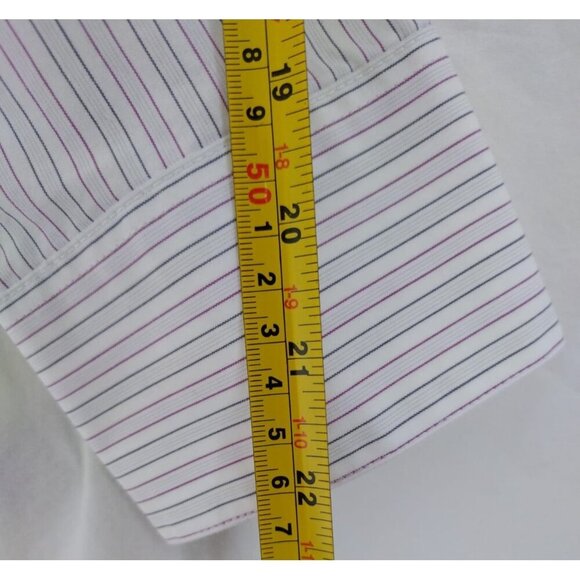 Geoffrey Beene Men's Slim Fit Dress Shirt, Size L, White and Purple Stripe. - Picture 8 of 9